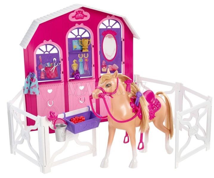 Bábika Barbie Hrací set stajňa a