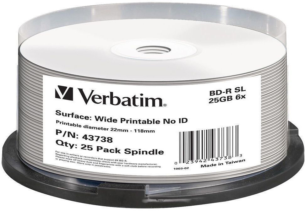 Médium Verbatim BD-R 25GB 6x WID