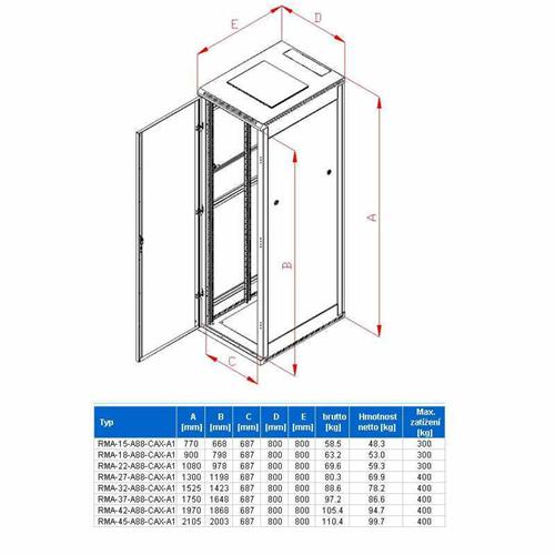 Rack Triton 19'' stojanový 27U/8